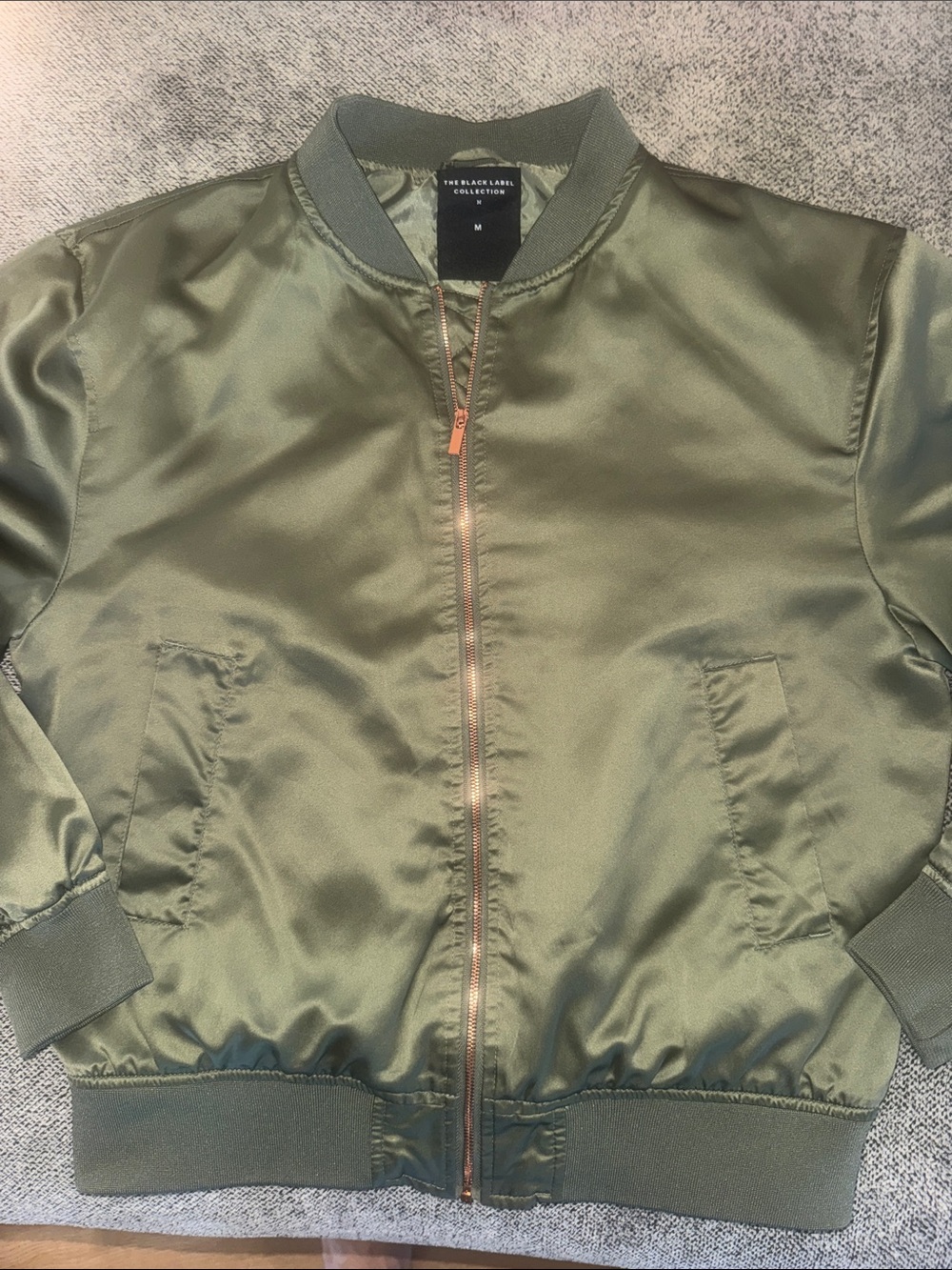 Lager 157 - The Black Label Collection - Olive Green Satin Bomber Jacket